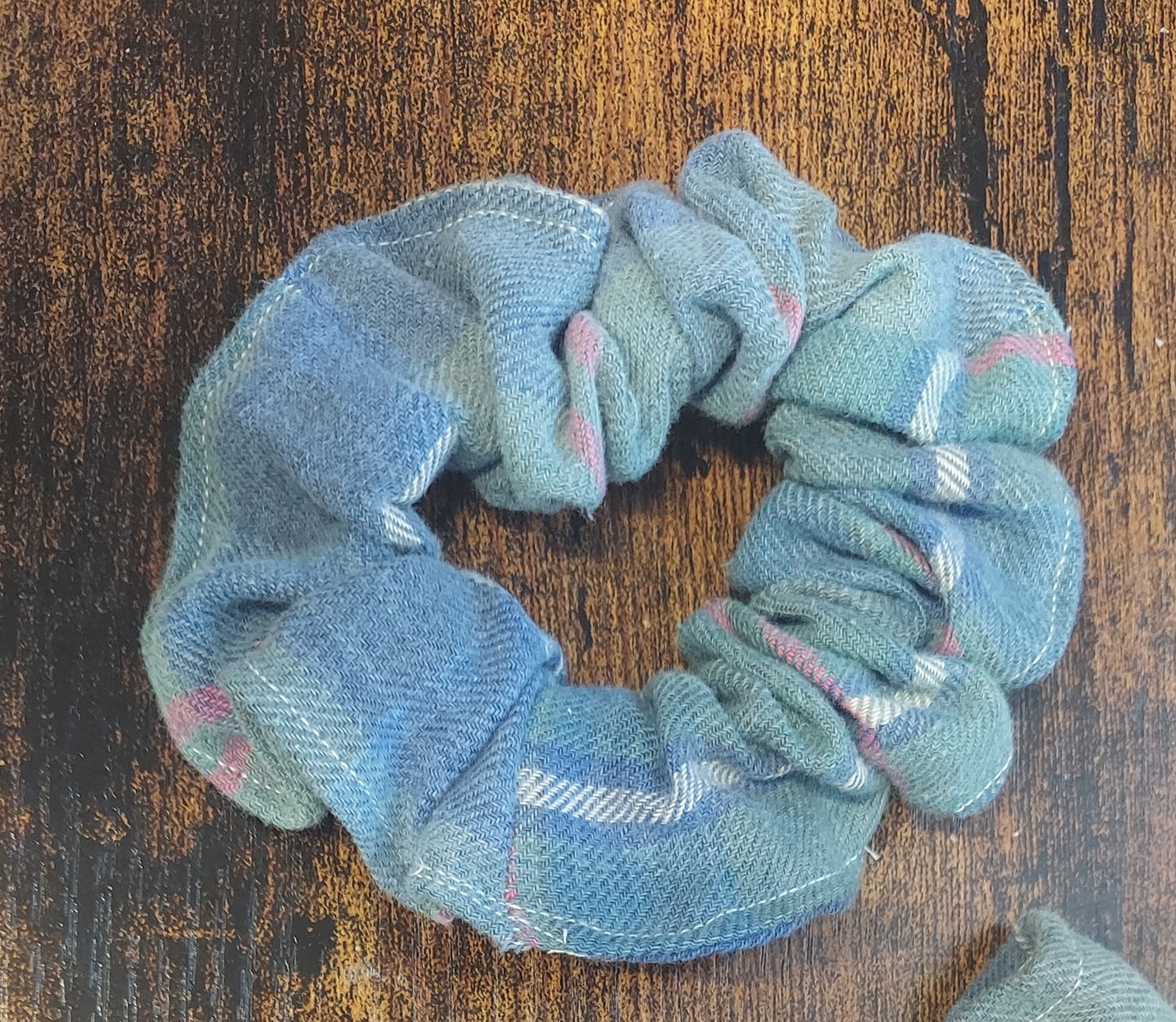 Recycled Upcycled Flannel Scrunchie Wristlet Set