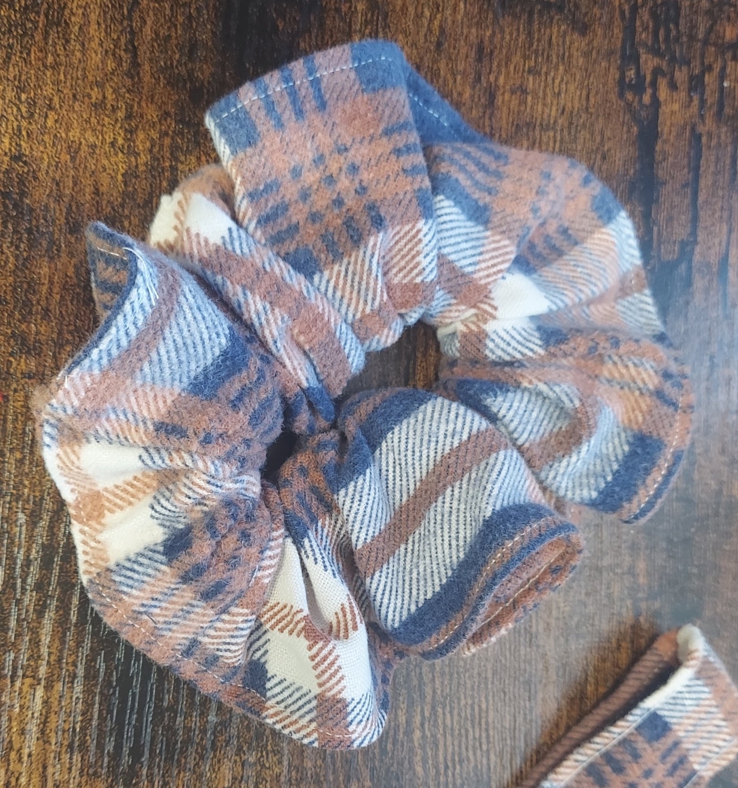 Recycled Upcycled Flannel Scrunchie Wristlet Set